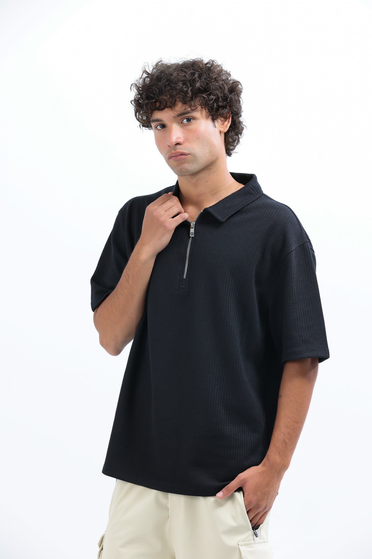 Black Horizon Half-Zip Polo