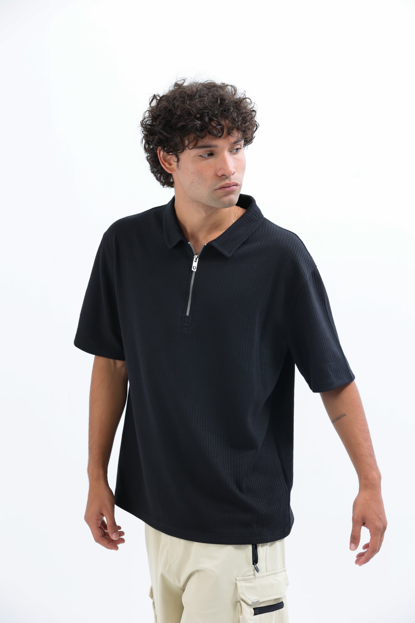 Black Horizon Half-Zip Polo