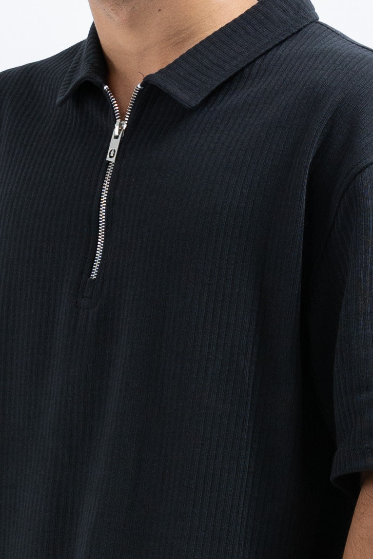 Black Horizon Half-Zip Polo