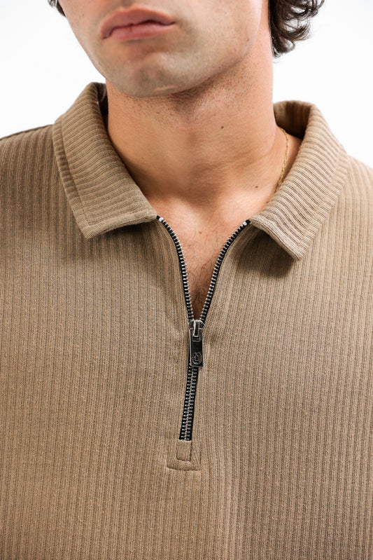Latte Horizon Half-Zip Polo
