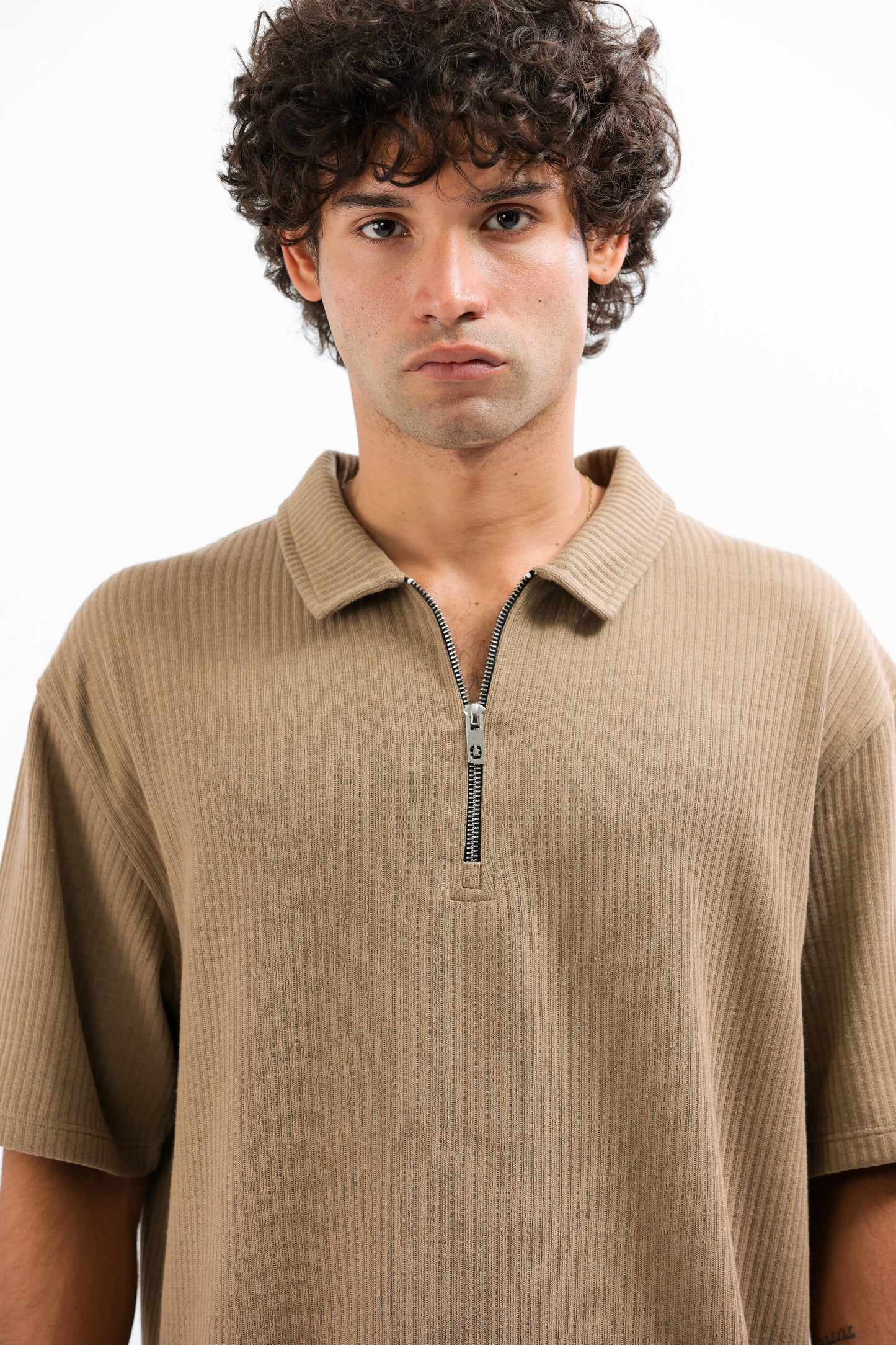 Latte Horizon Half-Zip Polo