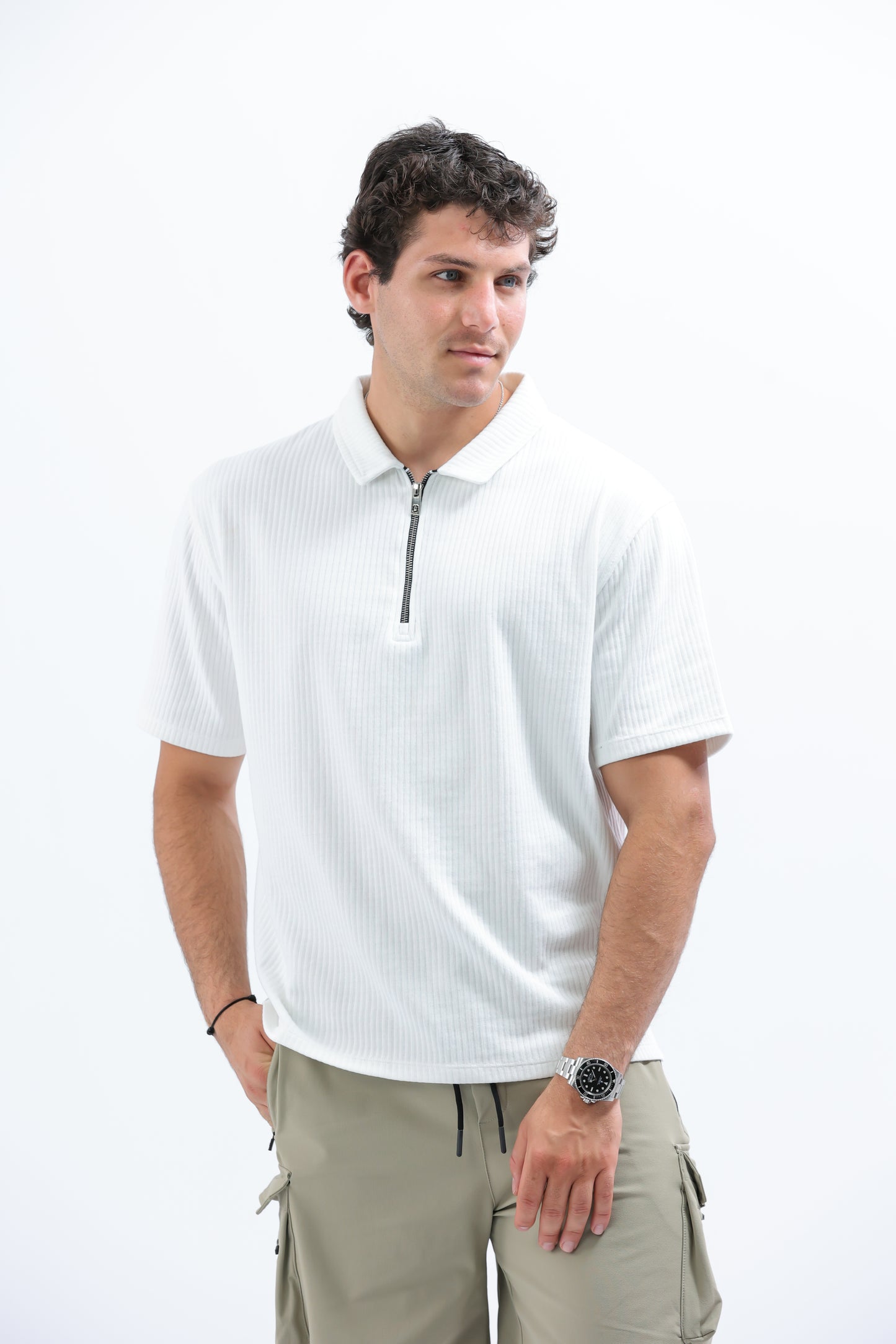 White Horizon Half-Zip Polo