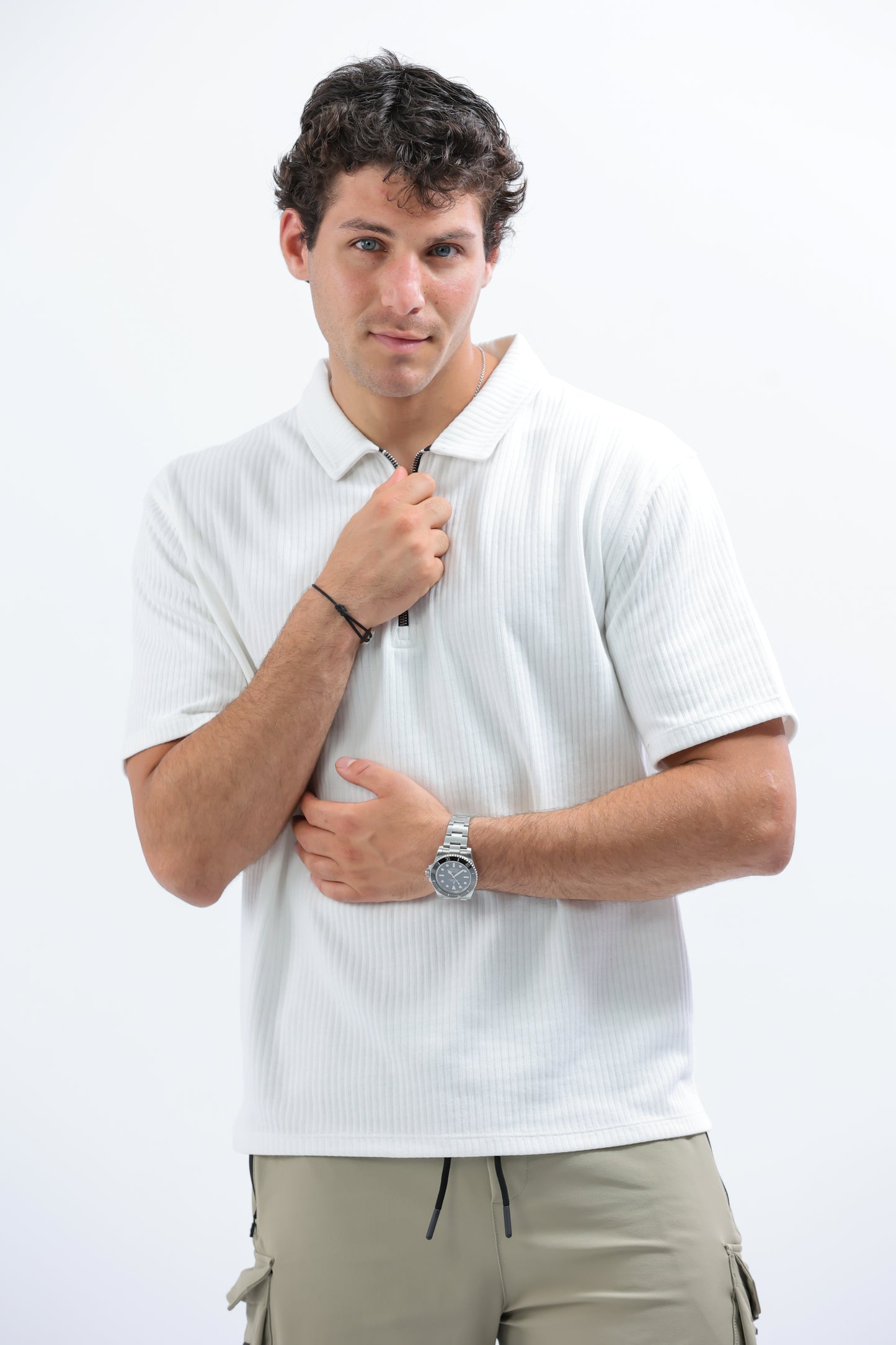 White Horizon Half-Zip Polo