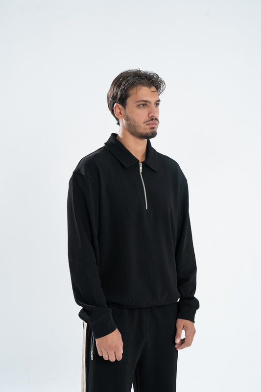 Black Jacq Zip Sweatshirt