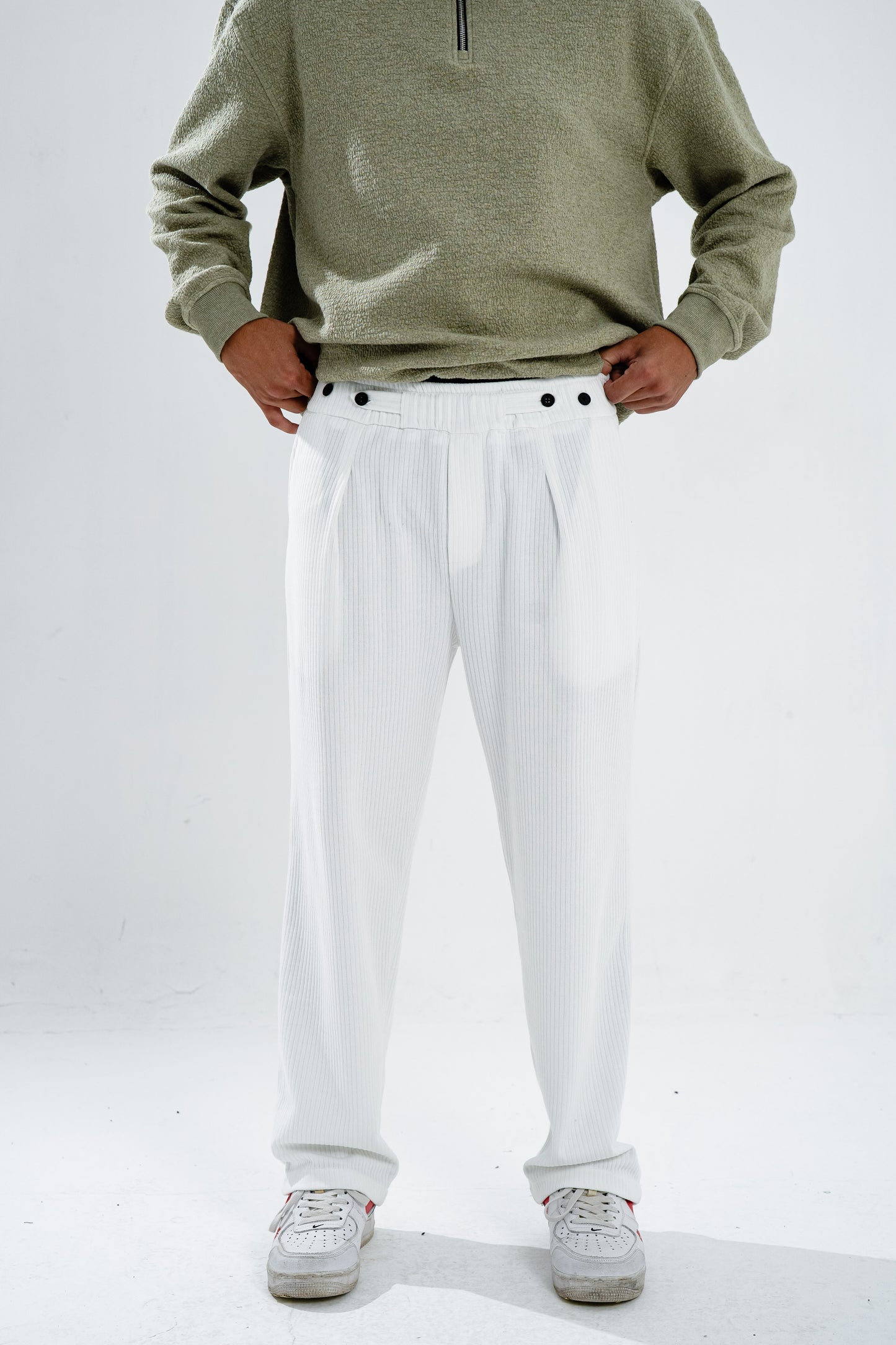 White Off Duty Knit Pants