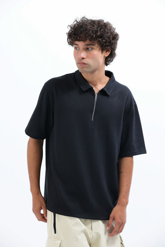 Black Horizon Half-Zip Polo