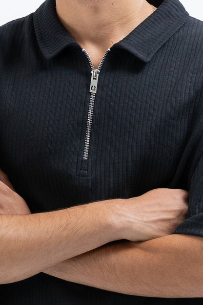 Black Horizon Half-Zip Polo