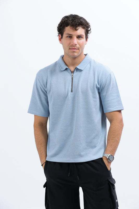 Baby Blue Horizon Half-Zip Polo