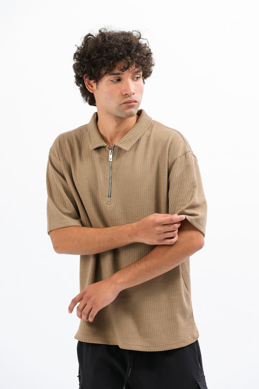 Latte Horizon Half-Zip Polo