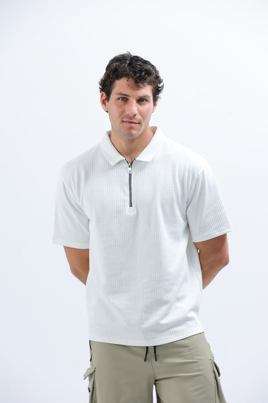 White Horizon Half-Zip Polo
