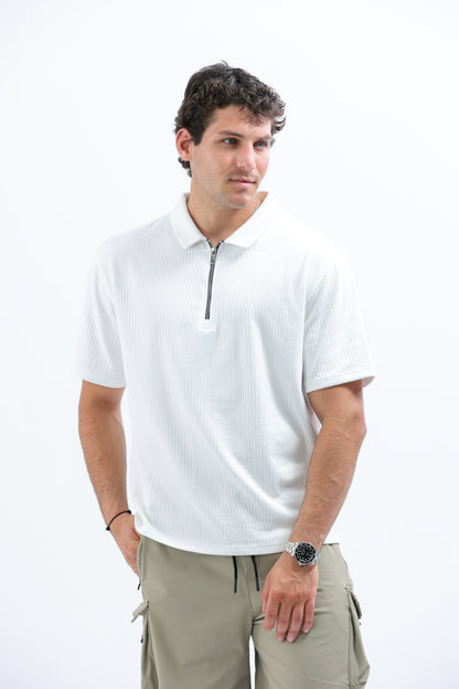White Horizon Half-Zip Polo