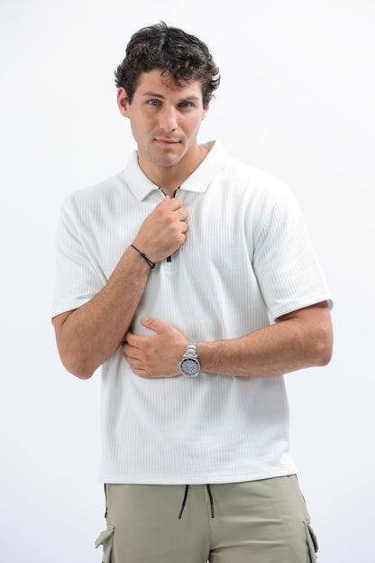 White Horizon Half-Zip Polo