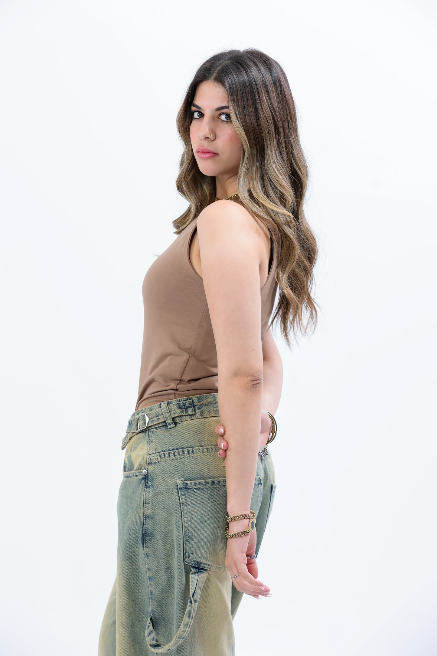 Beige Everywear Sleeveless Body Suit