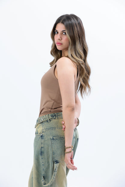 Beige Everywear Sleeveless Body Suit