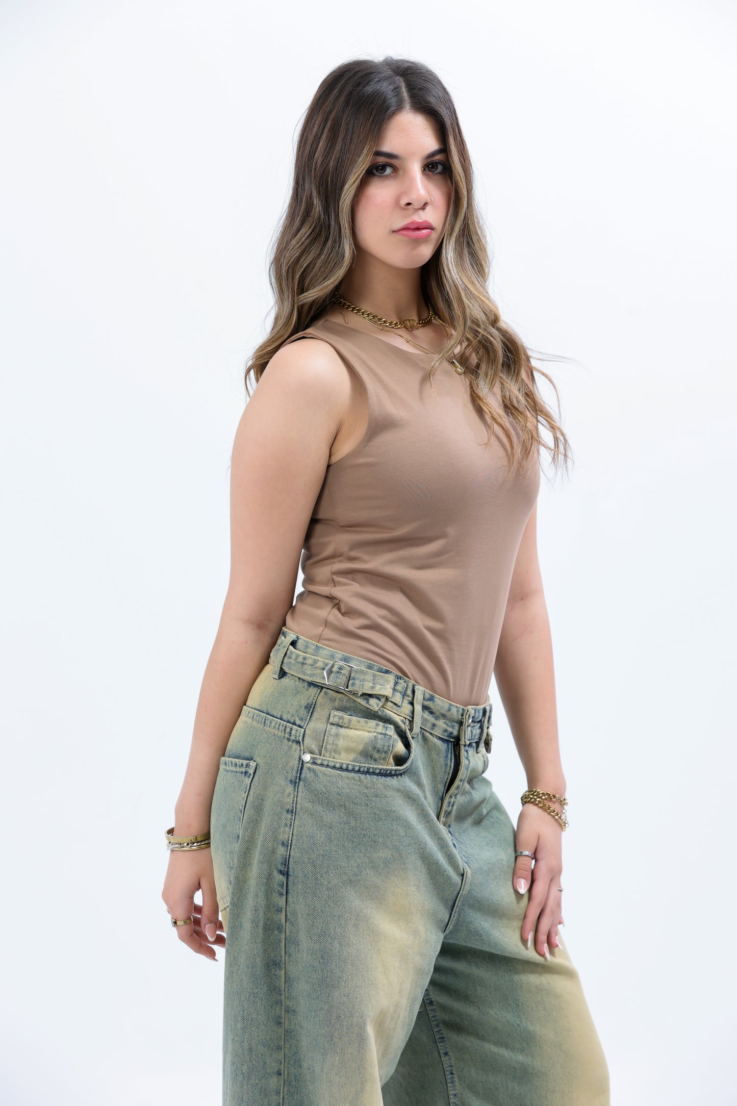 Beige Everywear Sleeveless Body Suit