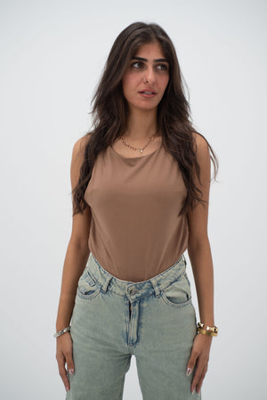 Beige Everywear Sleeveless Body Suit