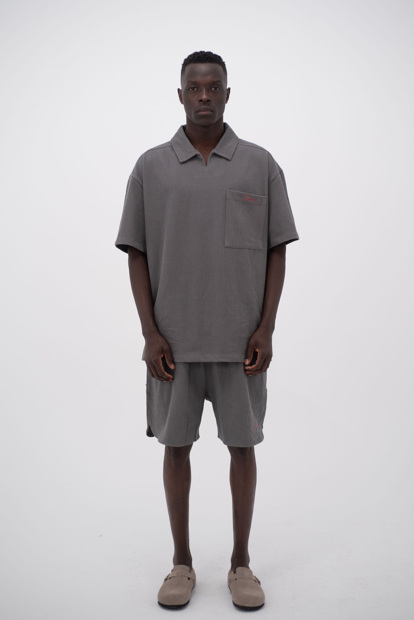 Charcoal Grey Co-Ord Polo Set