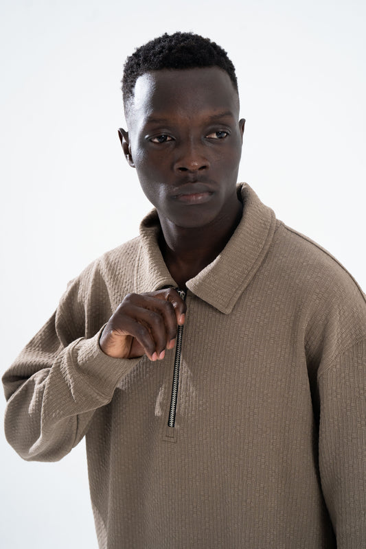 Latte Jacq Zip Sweatshirt