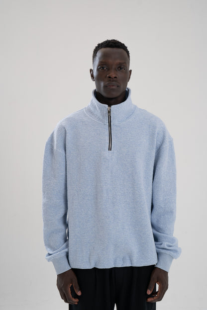 Ice Blue Cloudy Zip Sweatshirt