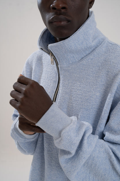 Ice Blue Cloudy Zip Sweatshirt