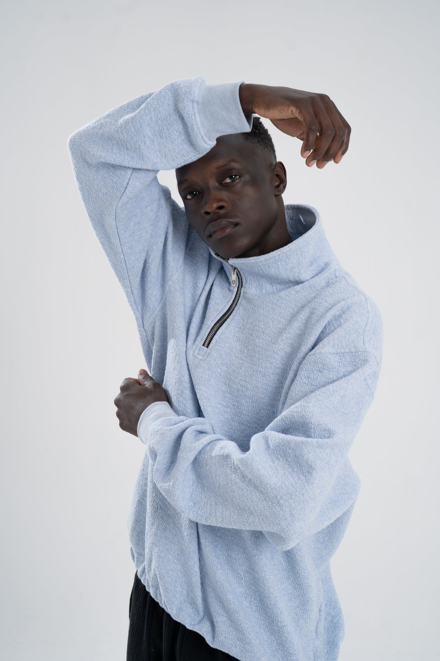 Ice Blue Cloudy Zip Sweatshirt