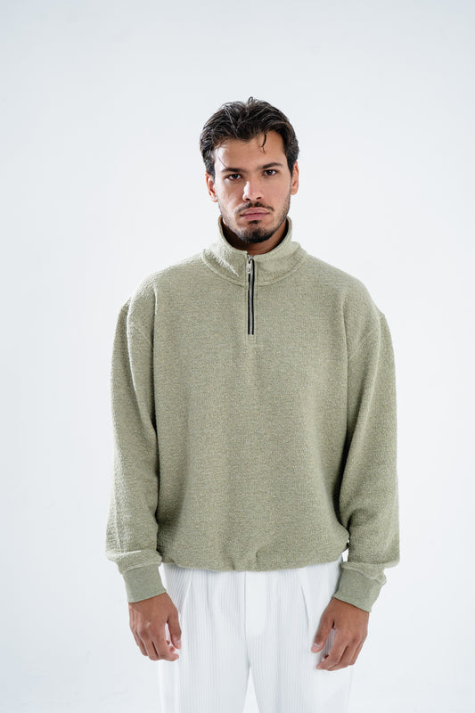 Mint Green Cloudy Zip Sweatshirt