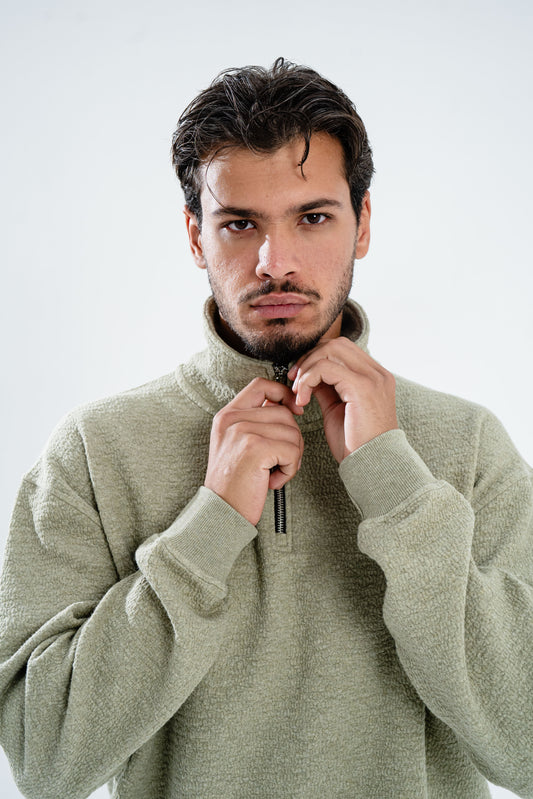 Mint Green Cloudy Zip Sweatshirt