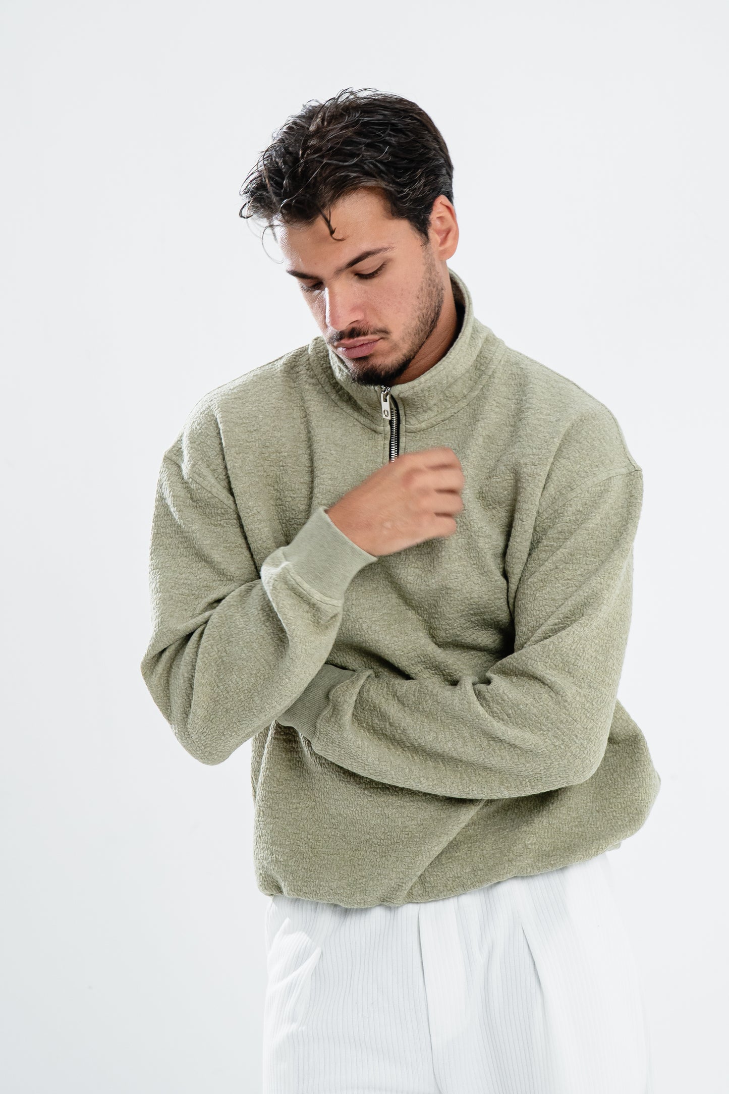 Mint Green Cloudy Zip Sweatshirt