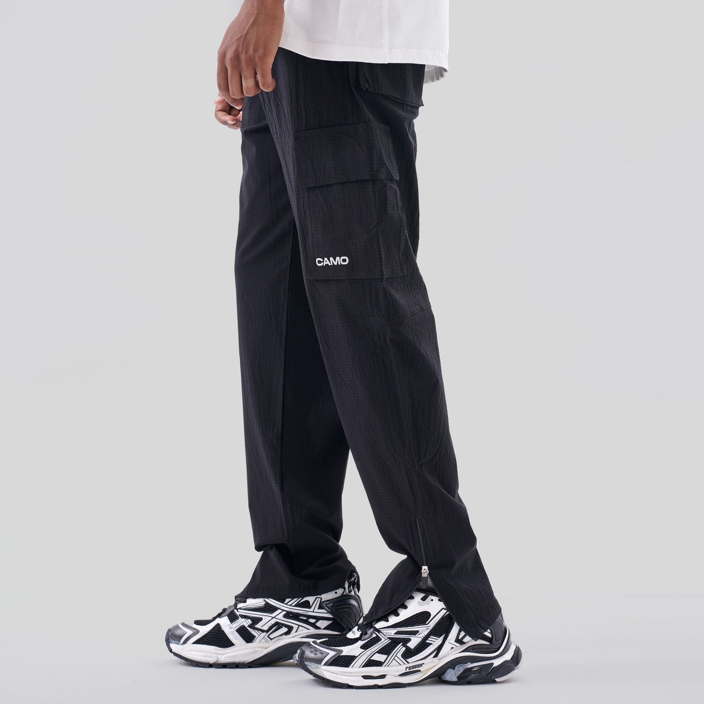 Black Zipper Cargo Pants