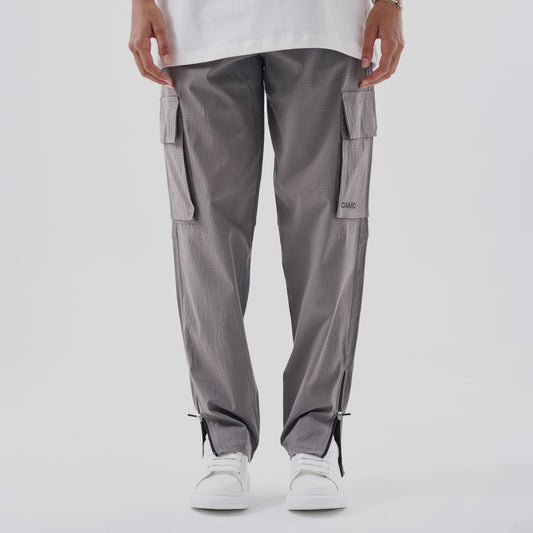 Grey Zipper Cargo Pants