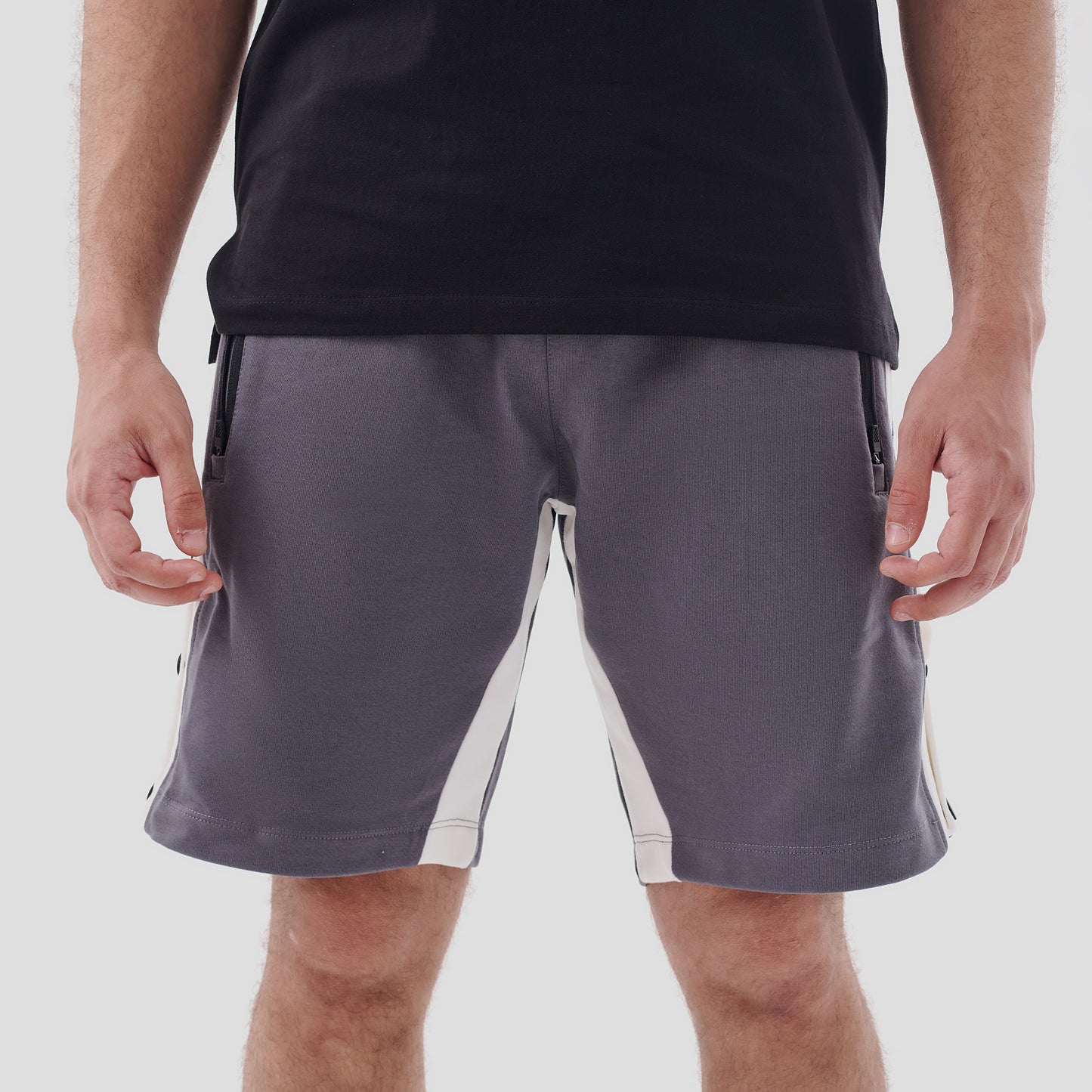 Grey Side Clips Cotton Short