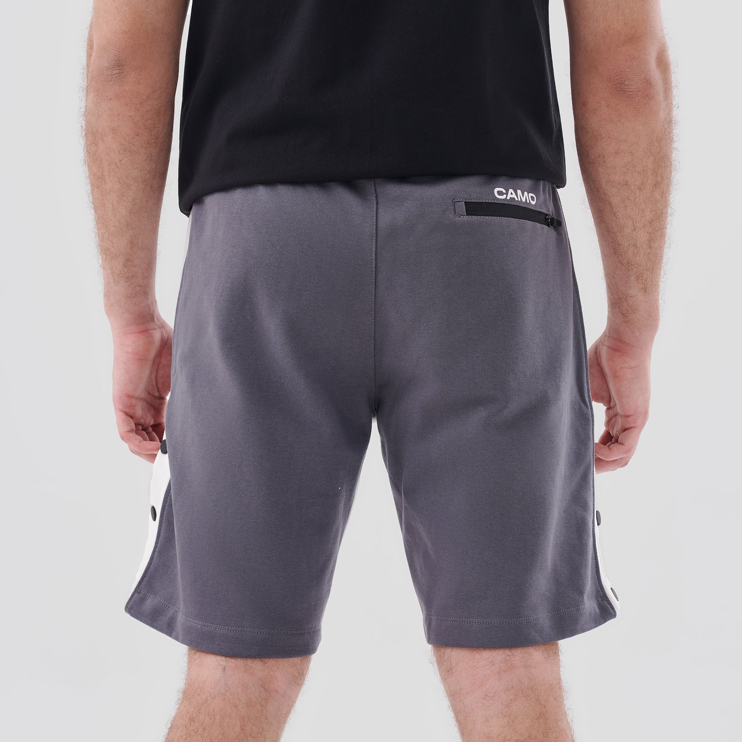 Grey Side Clips Cotton Short