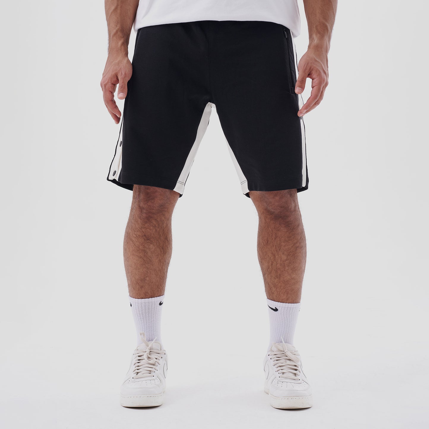 Black Side Clips Cotton Short